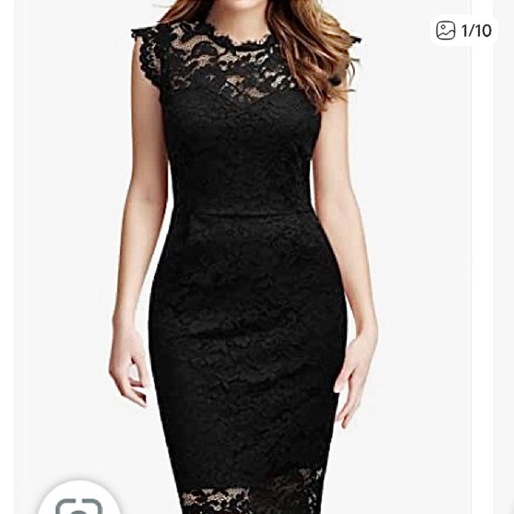 Miusol Black Lace Midi Dress